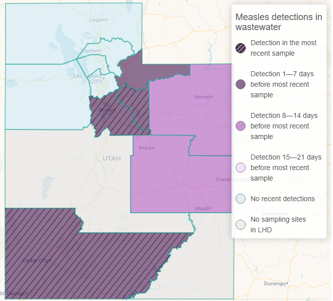 Click this image for more info on measles detections in Utah wastewater.